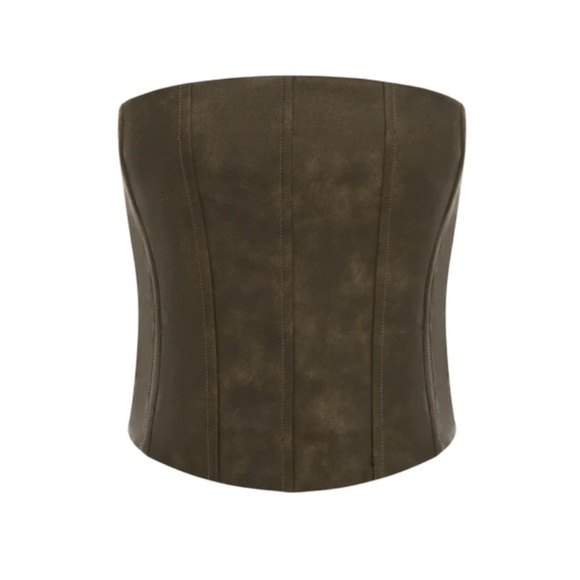 With Jean Althea corset top brown faux leather strapless large - Picture 4 of 10